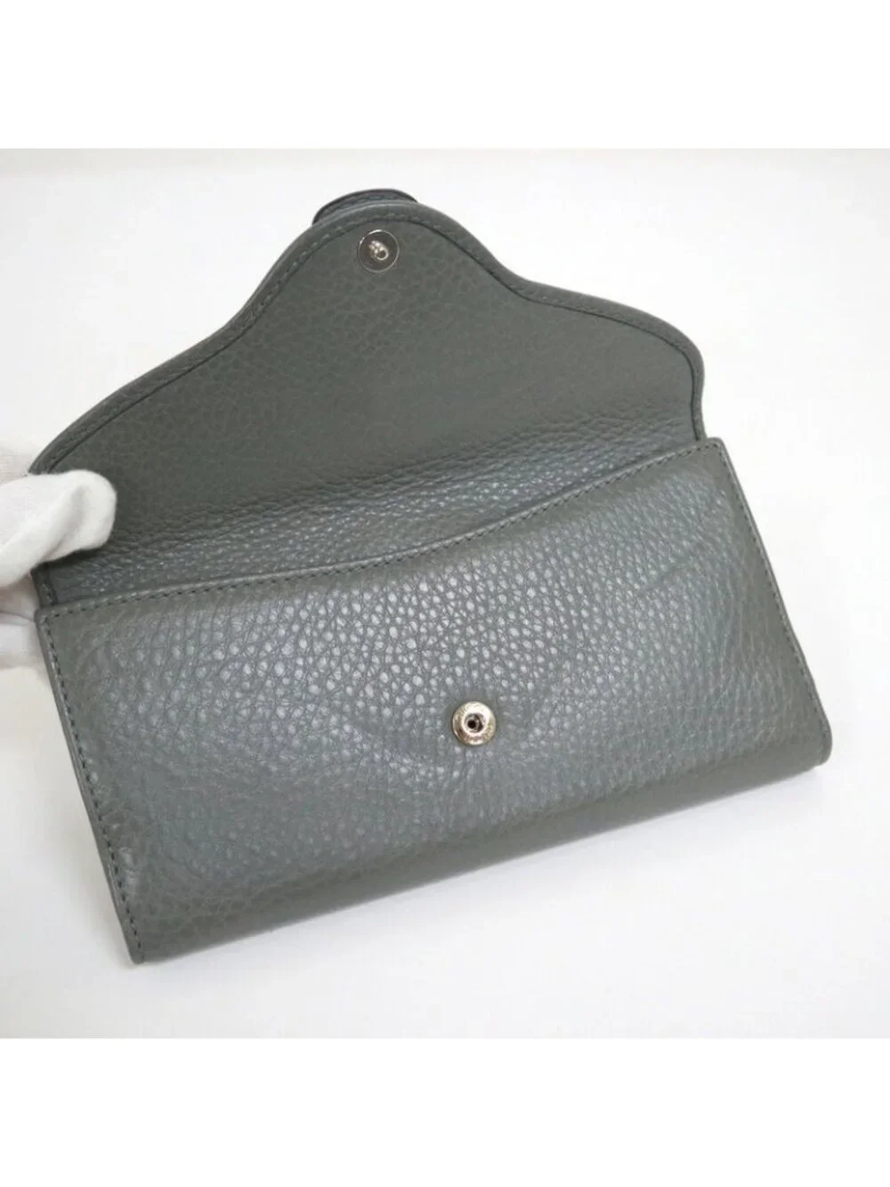 Gucci Horsebit Hook Wallet Leather Moss Gray Silver - Picture 5 of 8